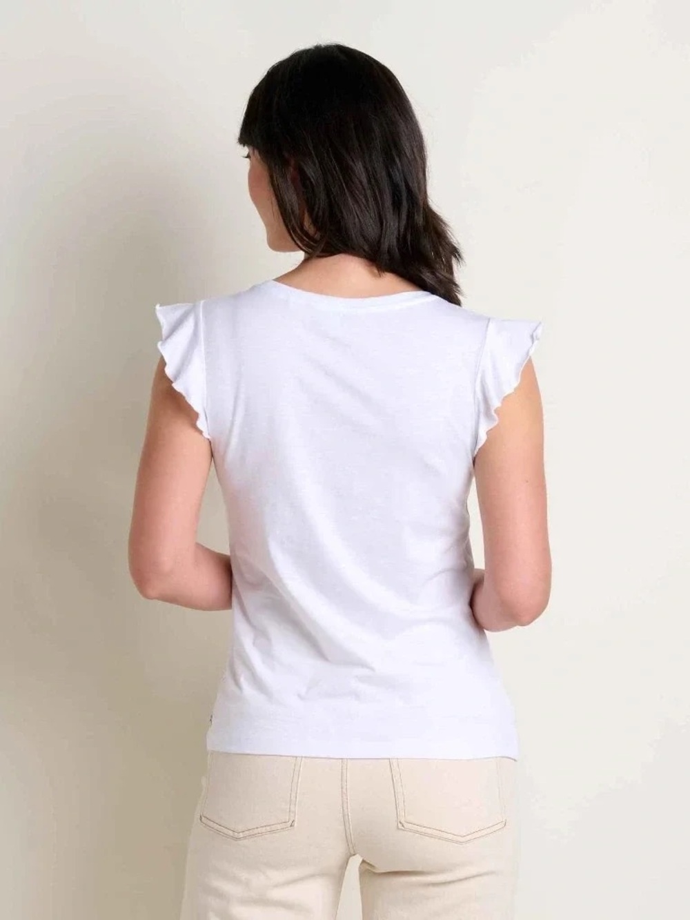 Toad & Co Women's Rufflita II Tee Ruffle Cap Sleeves White Size Medium NWT - Picture 2 of 11